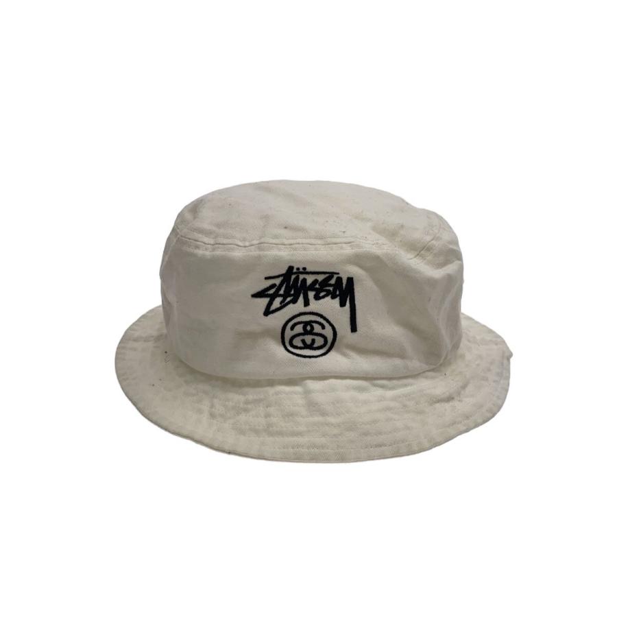 STUSSY◇バケットハット/L/コットン/WHT/メンズ : セカンドストリート