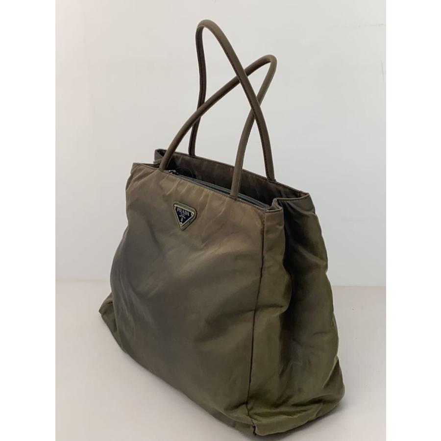 PRADA◇トートバッグ/ナイロン/カーキ/グリーン/緑/無地 : セカンド