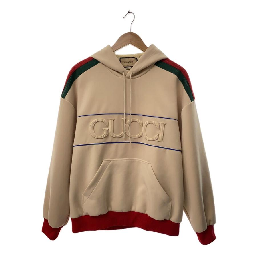 GUCCI◇パーカー/S/ポリエステル/ベージュ/ロゴ/マフポケット/752274