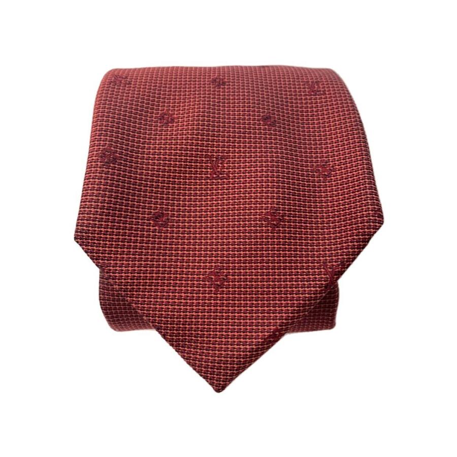 LOUIS VUITTON◇ネクタイ/シルク/ボルドー/レッド/赤/総柄/メンズ