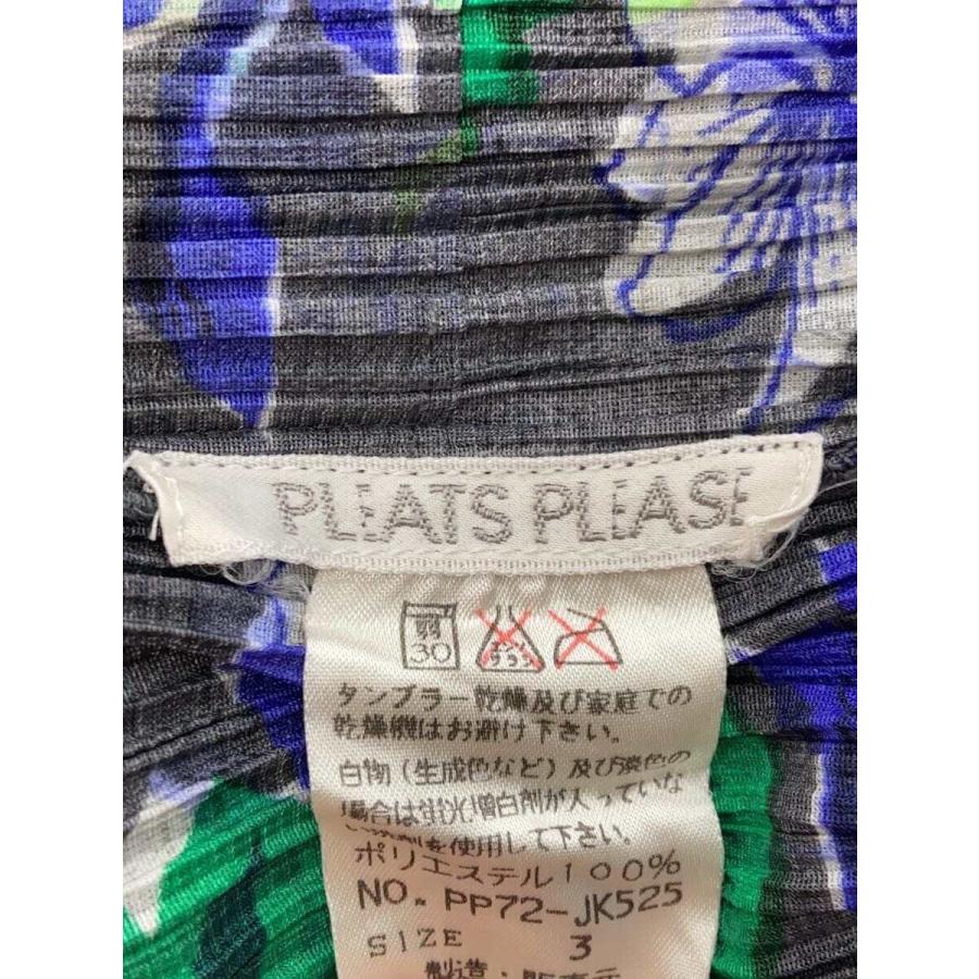 PLEATS PLEASE ISSEY MIYAKE / 長袖ワンピース/3/ポリエステル/グレー/花柄/PP72-JK525 PLEATS PLEASE ISSEY MIYAKE◇長袖ワンピース/3/ポリエステル/グレー