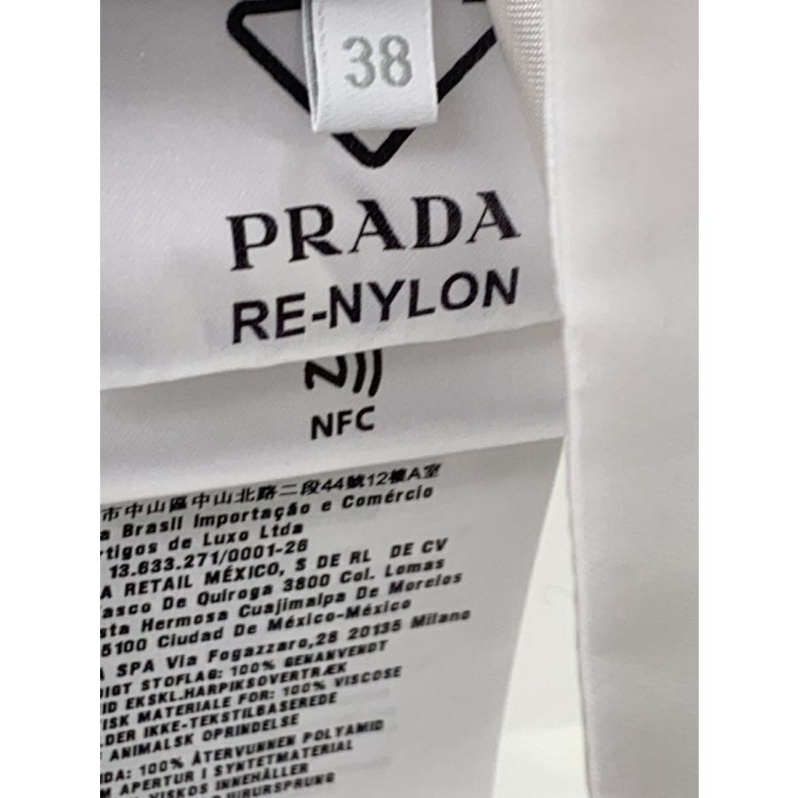 PRADA◇ノースリーブワンピース/38/ナイロン/ホワイト/無地/23X649