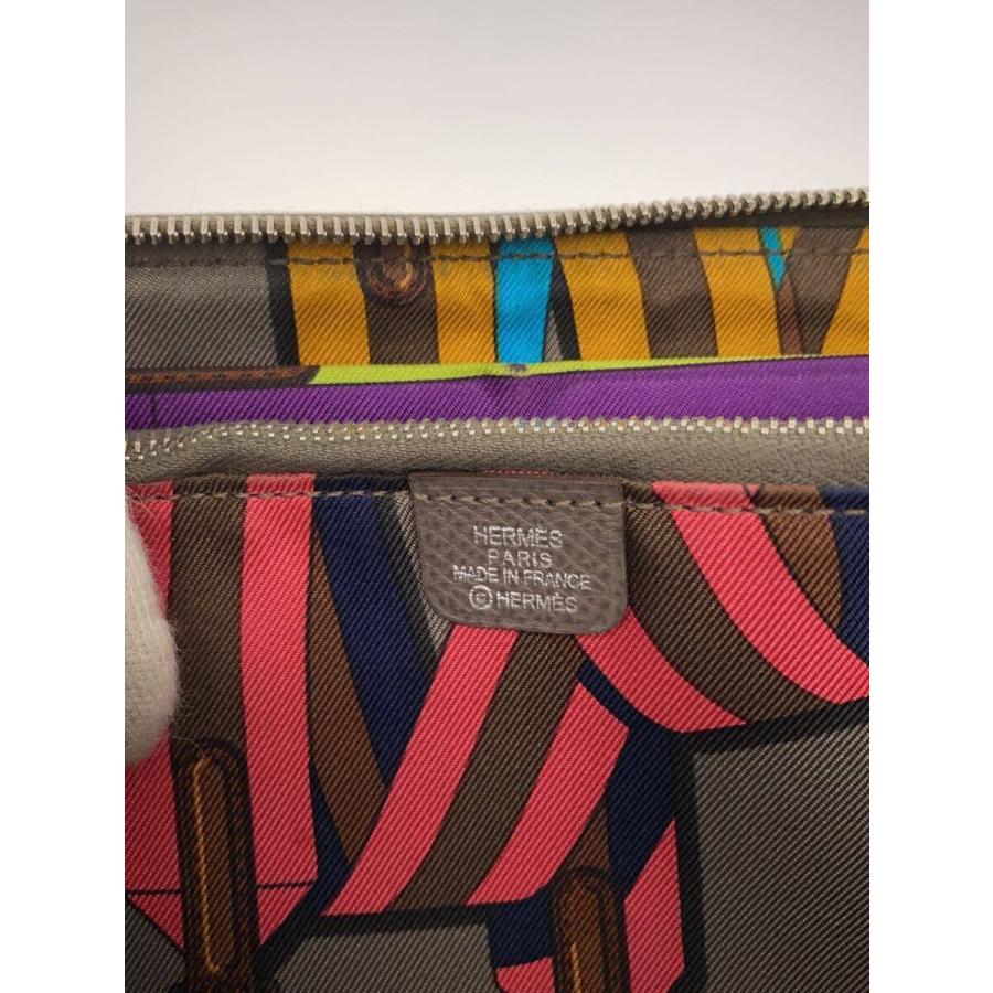 HERMES◇長財布/レザー/GRY/無地/メンズ : セカンドストリートYahoo!店