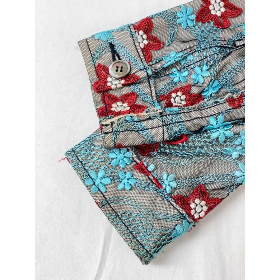 tricot COMME des GARCONS◇刺繍/ジャケット/M/ナイロン/BLU/花柄 