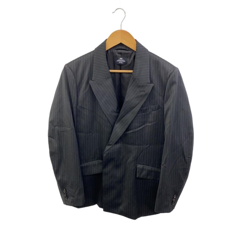 45R ダークグレー ストライプ テーラードジャケット メンズ春夏ダブルジャケット ダークグレー チョークストライプ 40代 50