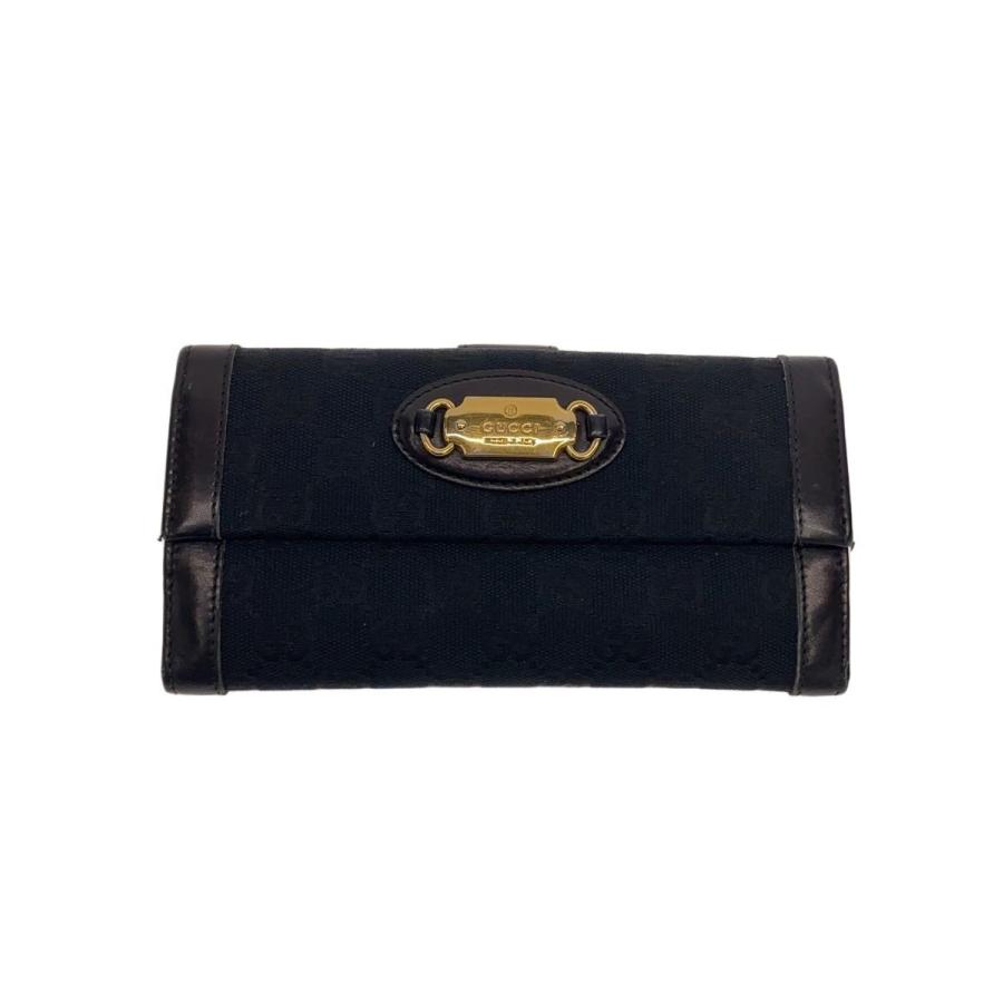 GUCCI GG柄 ブラックレザー 長財布 ゴールド金具 GUCCI グッチ ジャッキー Wホック 二つ折り長財布 レザー ブラック