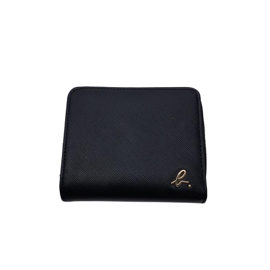 agnès b. ブラック 二つ折り財布 agnes b.◇サフィアーノ/2つ折り財布/レザー/ブラック/レディース