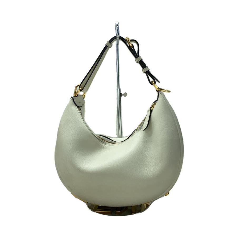 FENDI◇GRAPHY SMALL/グラフィスモール/ハンドバッグ/レザー/WHT/無地 