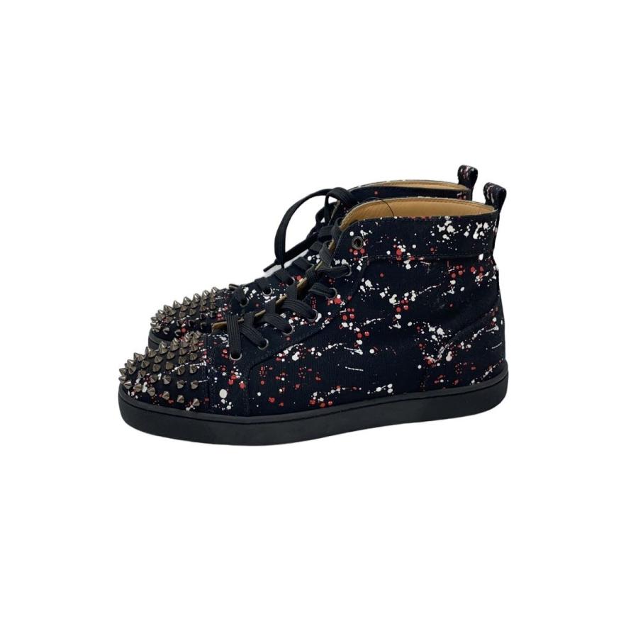 Christian Louboutin◇ハイカットスニーカー/41.5/BLK/ペンキ加工風