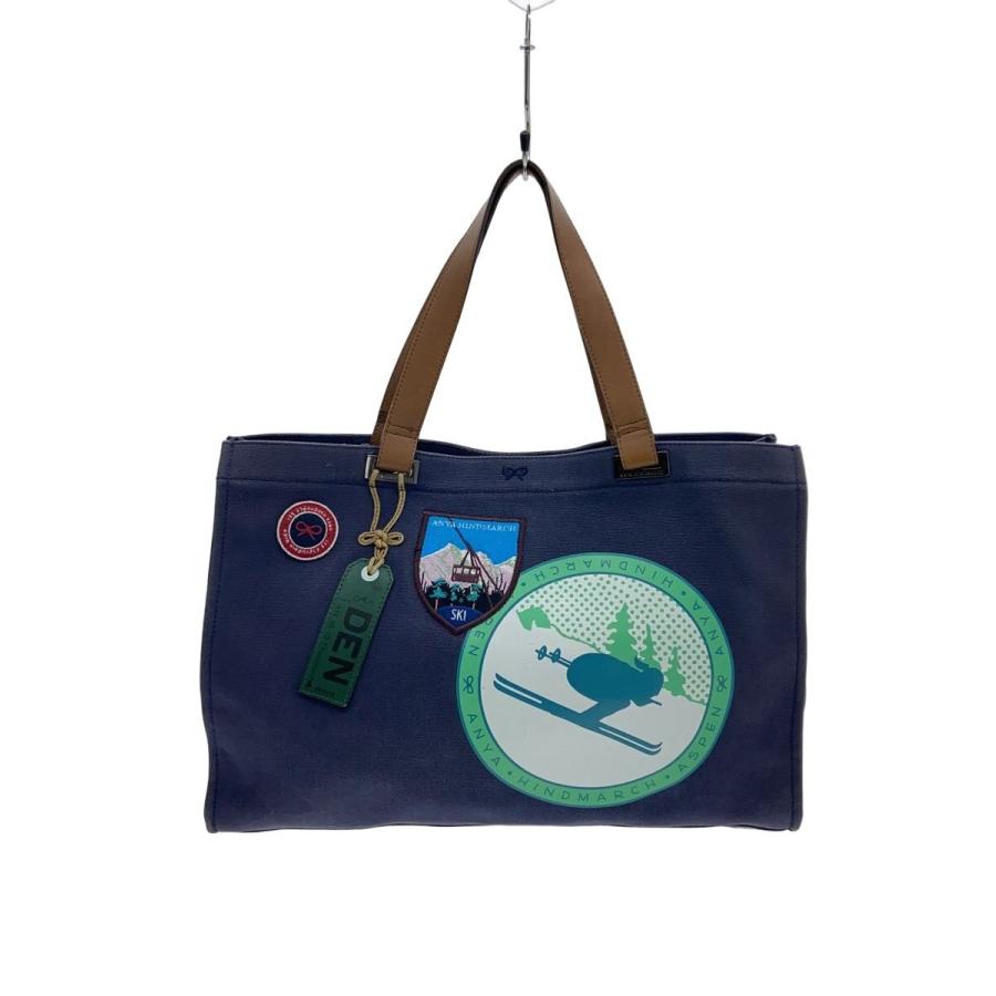 ANYA HINDMARCH◇キャンバストートバッグ/NVY/2163002-39 : セカンド 