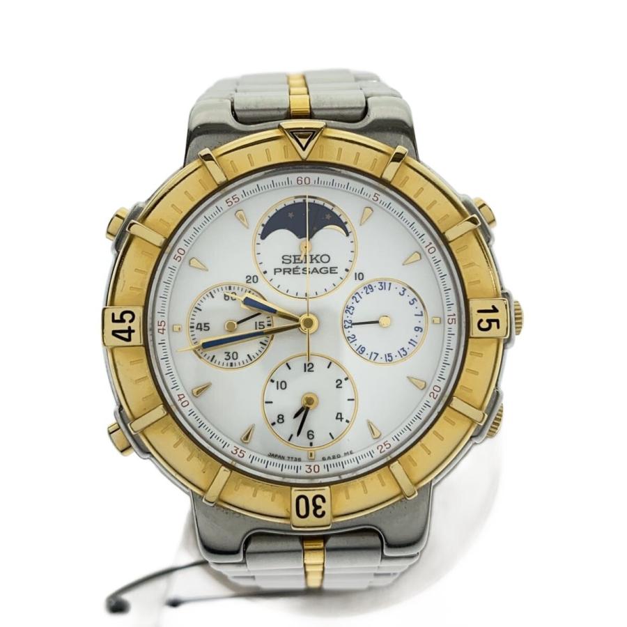 SEIKO◆PRESAGE プレサージュ ムーンフェイズ トリプルカレンダー クォーツ腕時計/7T36-6A50