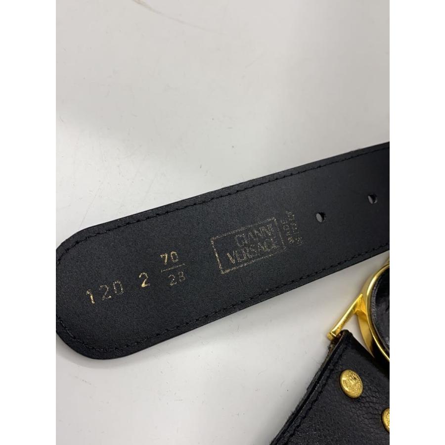 GIANNI VERSACE◇メドゥーサ装飾 レザーベルト/ゴールド金具/BLK