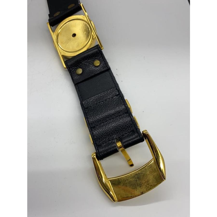 GIANNI VERSACE◇メドゥーサ装飾 レザーベルト/ゴールド金具/BLK
