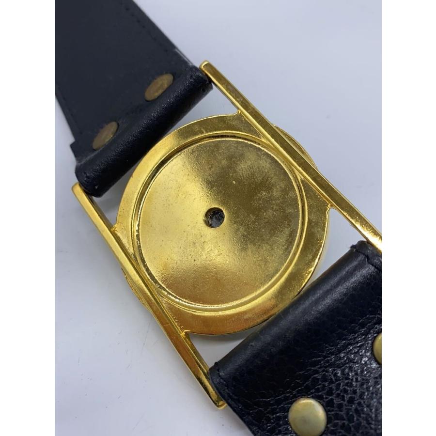 GIANNI VERSACE◇メドゥーサ装飾 レザーベルト/ゴールド金具/BLK