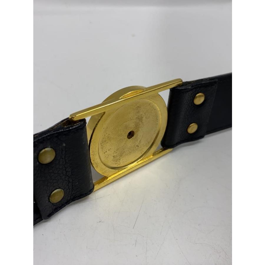 GIANNI VERSACE◇メドゥーサ装飾 レザーベルト/ゴールド金具/BLK
