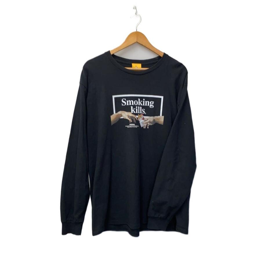 FR2◇smoking kills 煙草プリント/長袖Tシャツ/L/コットン/BLK