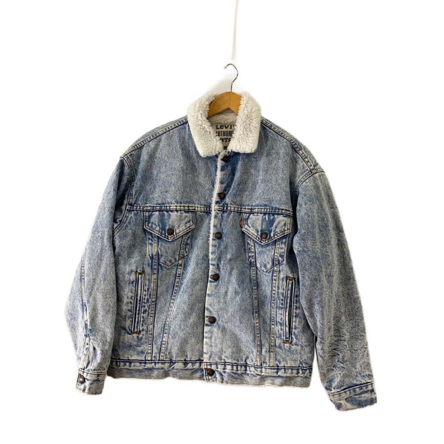 Levi's 70824　Gジャン　フライトジャケット　ボア襟　ダブルジップ Levi's◇usa製裏ボアデニムジャケット/Gジャン/L/デニム/IDG/無地/PC9