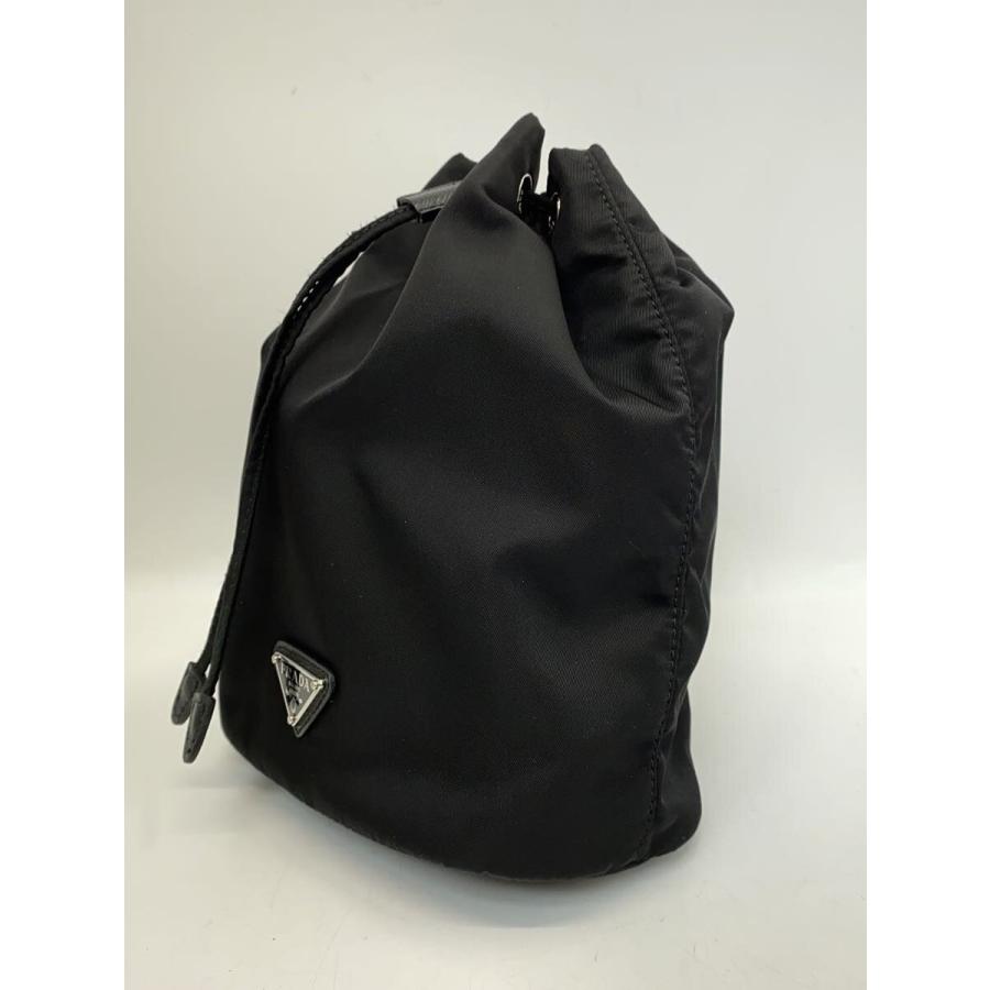 【新品未使用】PRADA 巾着バッグ Re-Nylon ポーチ PRADA◇Re-Nylon/巾着ポーチ/ナイロン/BLK/サコッシュ// : セカンド