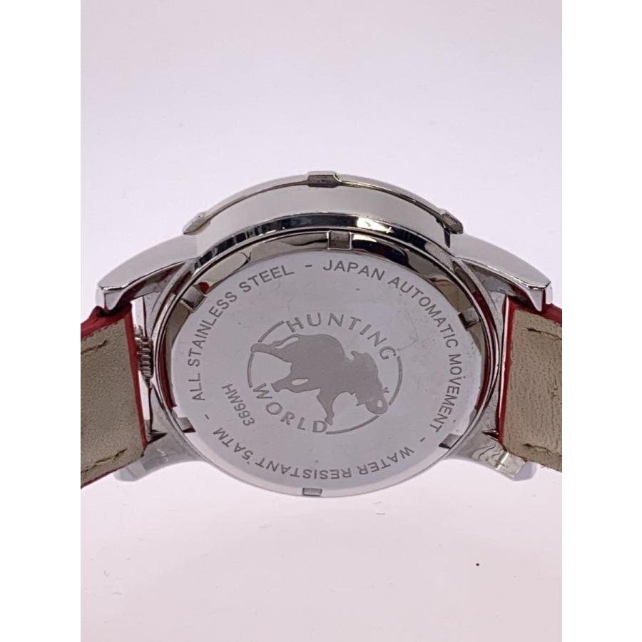 HUNTING WORLD◇自動巻腕時計/アナログ/レザー/BLK/RED/HW993