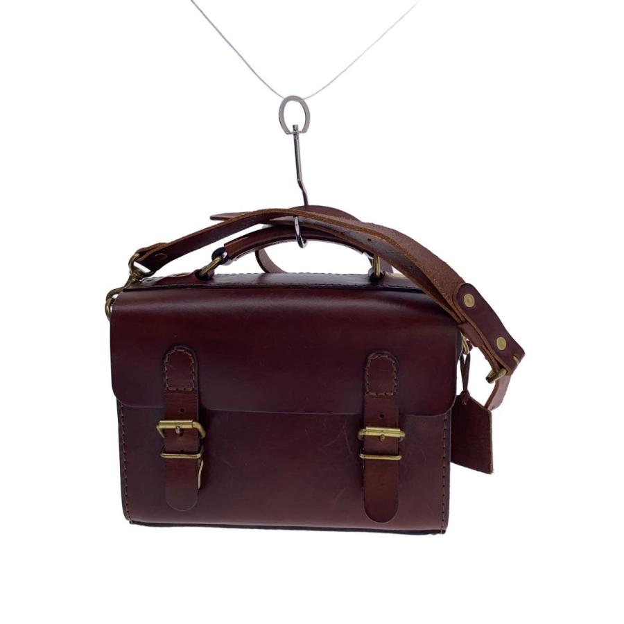 ヘルツ　ツーウェイ樽型　ミニバッグ　ショルダーパット付き HERZ◇2WAY樽型ミニバッグ/ショルダーバッグ/レザー/BRW : セカンド