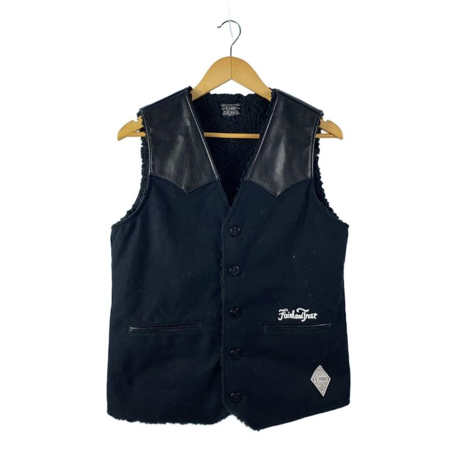 CRIMIE◇ベスト/裏ボア/ウエスタン/レザー切替/ダック地/M/コットン