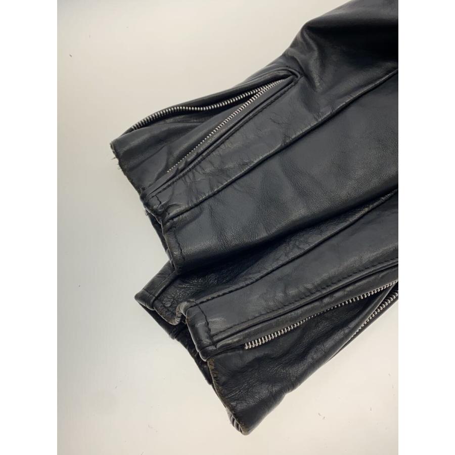 Schott◇シングルライダースジャケット/38/レザー/BLK/USA製/傷 Schott◇シングルライダースジャケット/38/レザー/BLK/USA製/傷