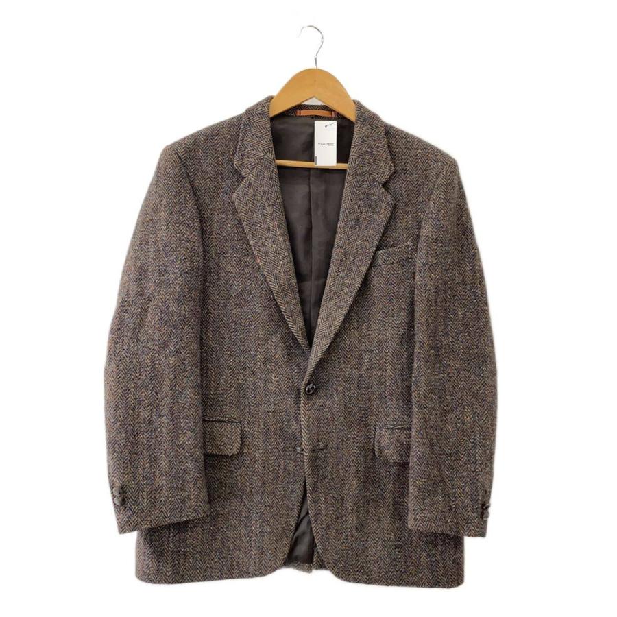 HARRIS TWEED◇テーラードジャケット/--/ウール/BRW/ヘリンボーン/胡桃
