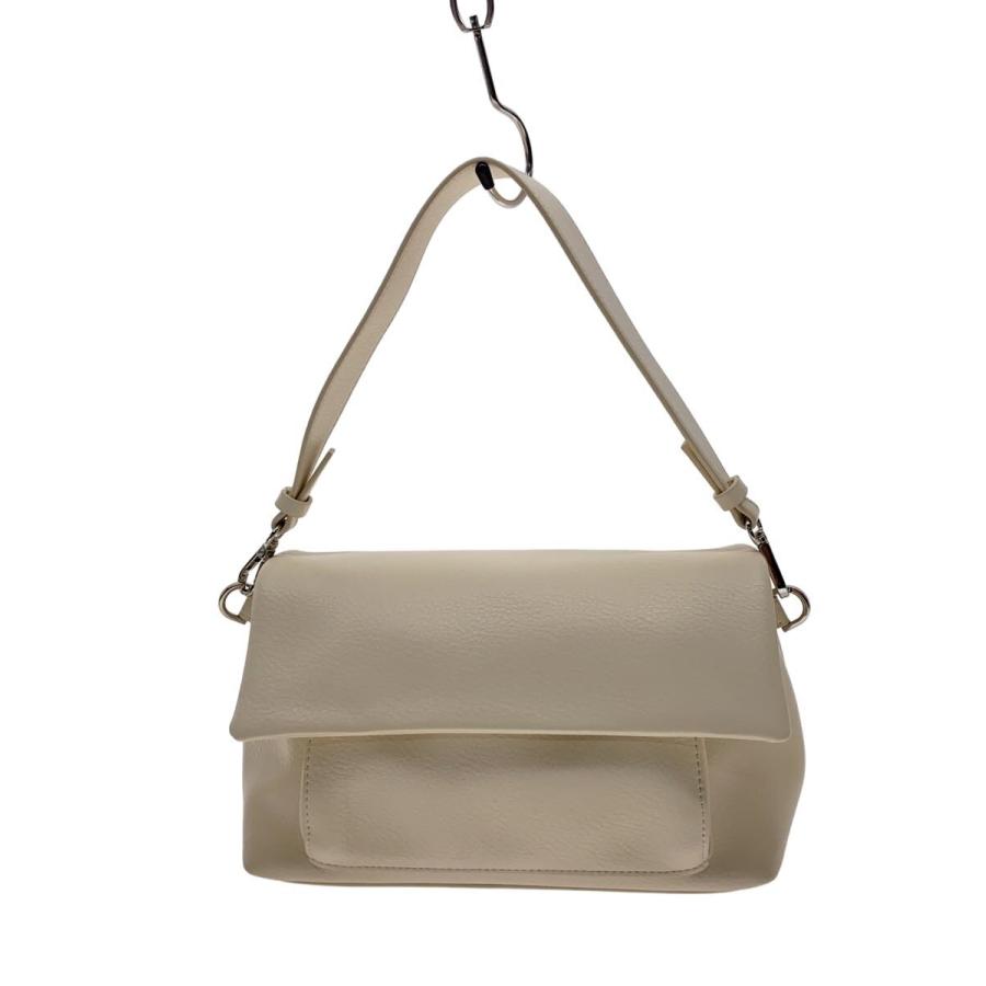 nouer◇ショルダーバッグ/レザー/WHT/ボトムエンボスロゴバッグ