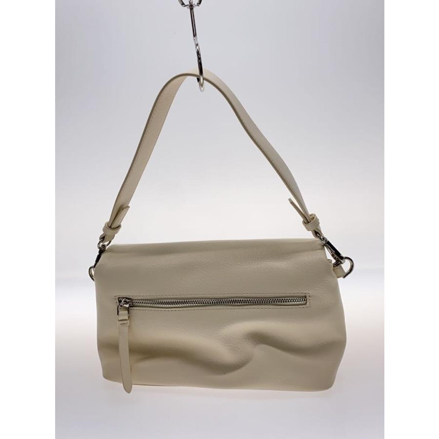 nouer◇ショルダーバッグ/レザー/WHT/ボトムエンボスロゴバッグ