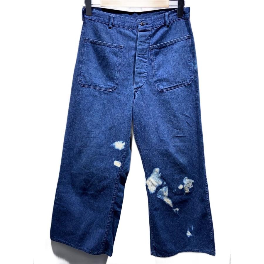 50s,60s デニム セーラーパンツ ステンシル US.NAVY◇M/50S/60S/セーラーパンツ/実寸W28/巻きパンツ/ステンシル