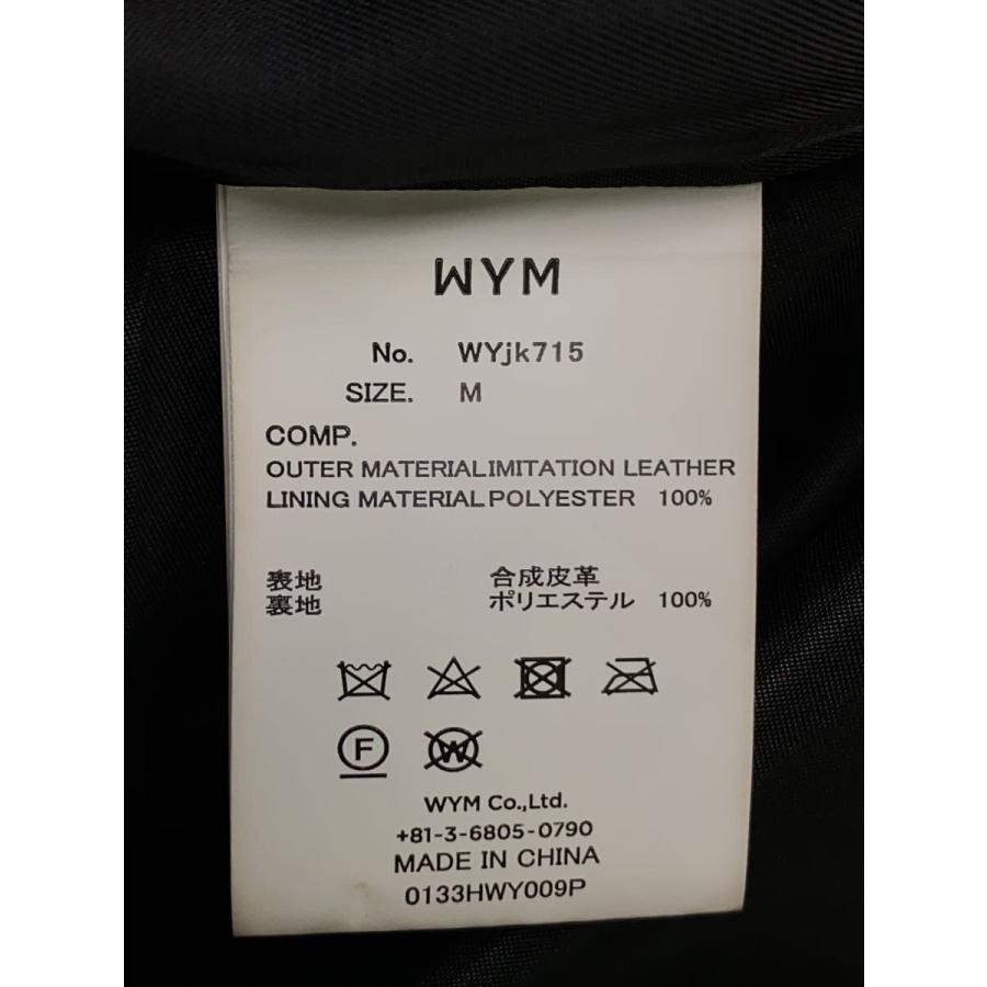 WYM◇レザージャケット・ブルゾン/M/フェイクレザー/BLK/無地/WYjk715