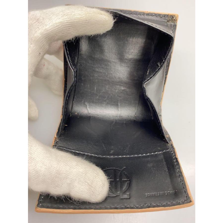 【美品】Jean Paul Gaultier 2つ折り財布 レザー ロゴ BK Jean Paul Gaultier◇2つ折り財布/レザー/BEG/レディース/使用感