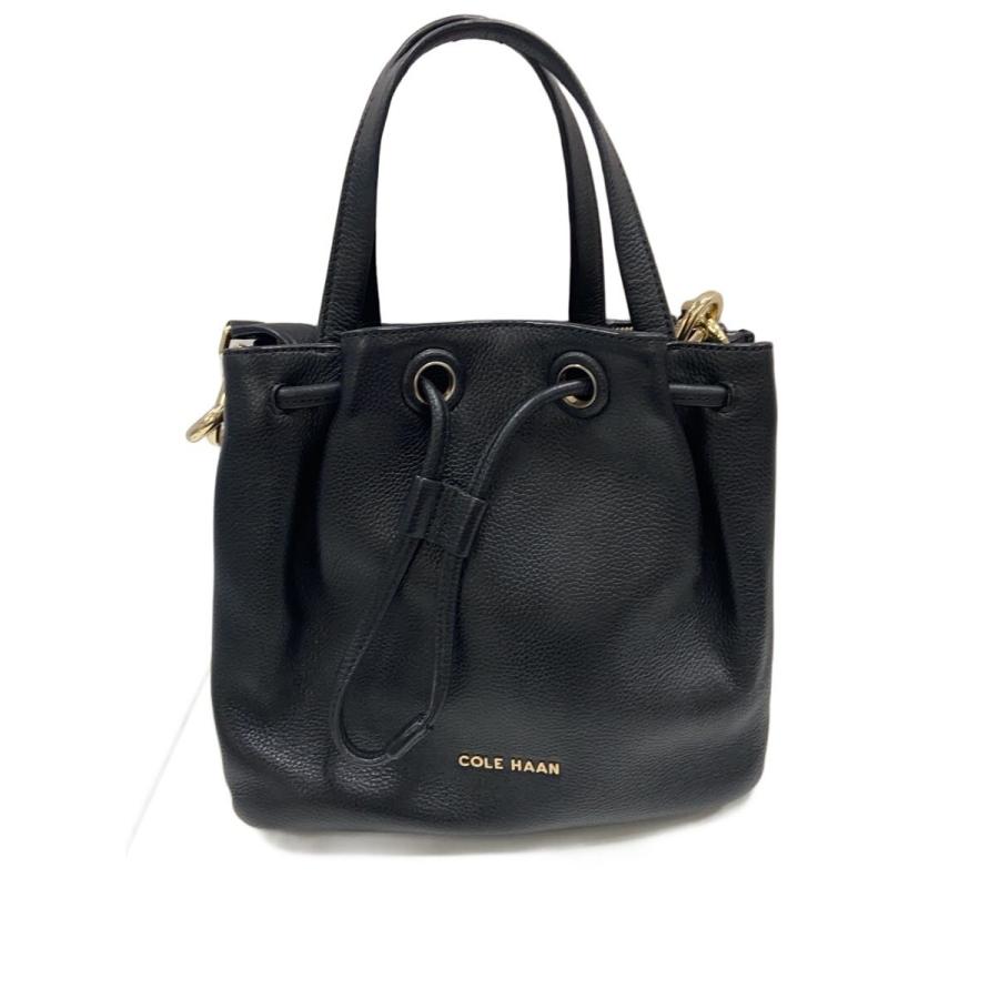 新品COLE HAAN 2way ハンドバッグ ショルダーバッグ COLE HAAN◇ショルダーバッグ/レザー/BLK/2way/巾着 : セカンド