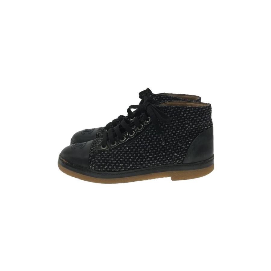 CHANEL◇ココマーク/ツイード/ハイカットスニーカー/35.5/BLK/G30362 