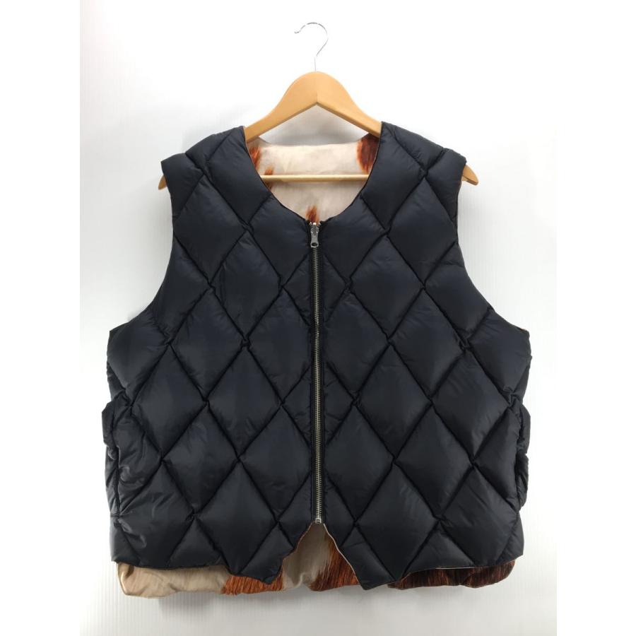 STUSSY◇REVERSIBLE QUILTED VEST COWHIDE/ダウンベスト/S/ナイロン 