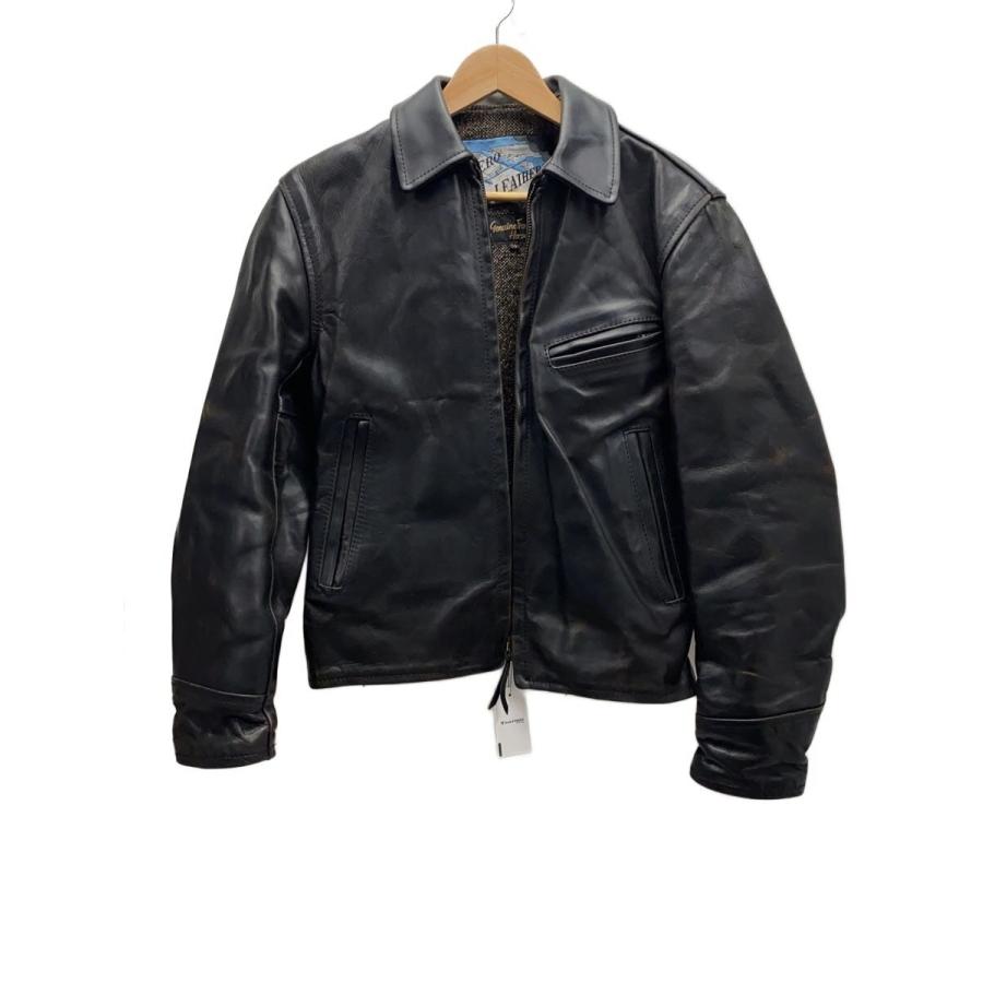 aero leather 黒 シングルライダースジャケット34 ホースハイド AERO