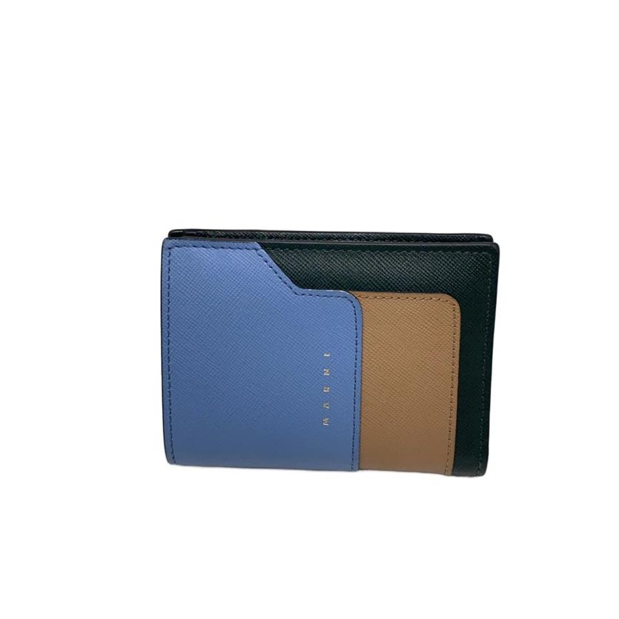 MARNI◇2つ折り財布/レザー/BLU/無地/レディース/PFMOQ14U13