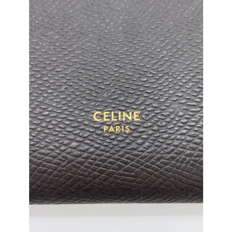 CELINE◇ラージストラップウォレット/長財布/レザー/GRY/無地/メンズ