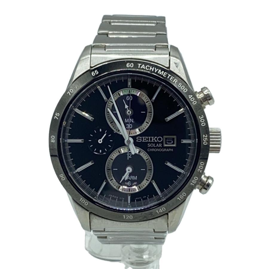 SEIKO ソーラー アナログ時計 ブラック セイコー逆輸入 SEIKO 腕時計 クロノグラフ ブラック SND195