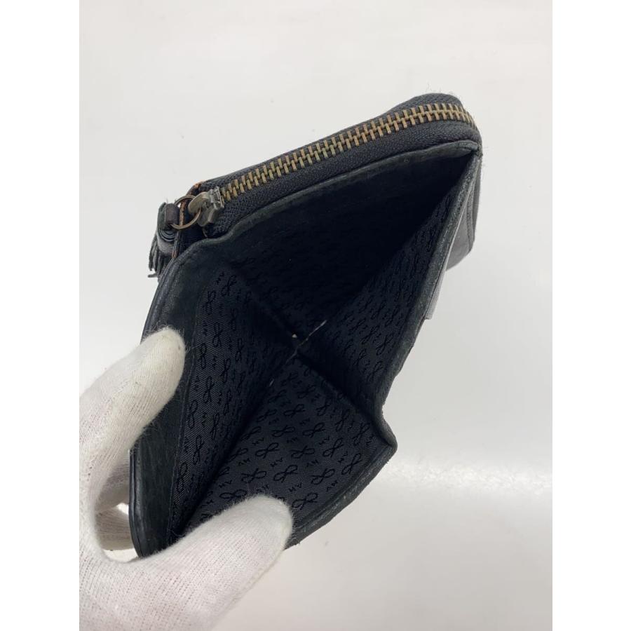 ANYA HINDMARCH◇2つ折り財布/レザー/BLK/レディース : セカンド