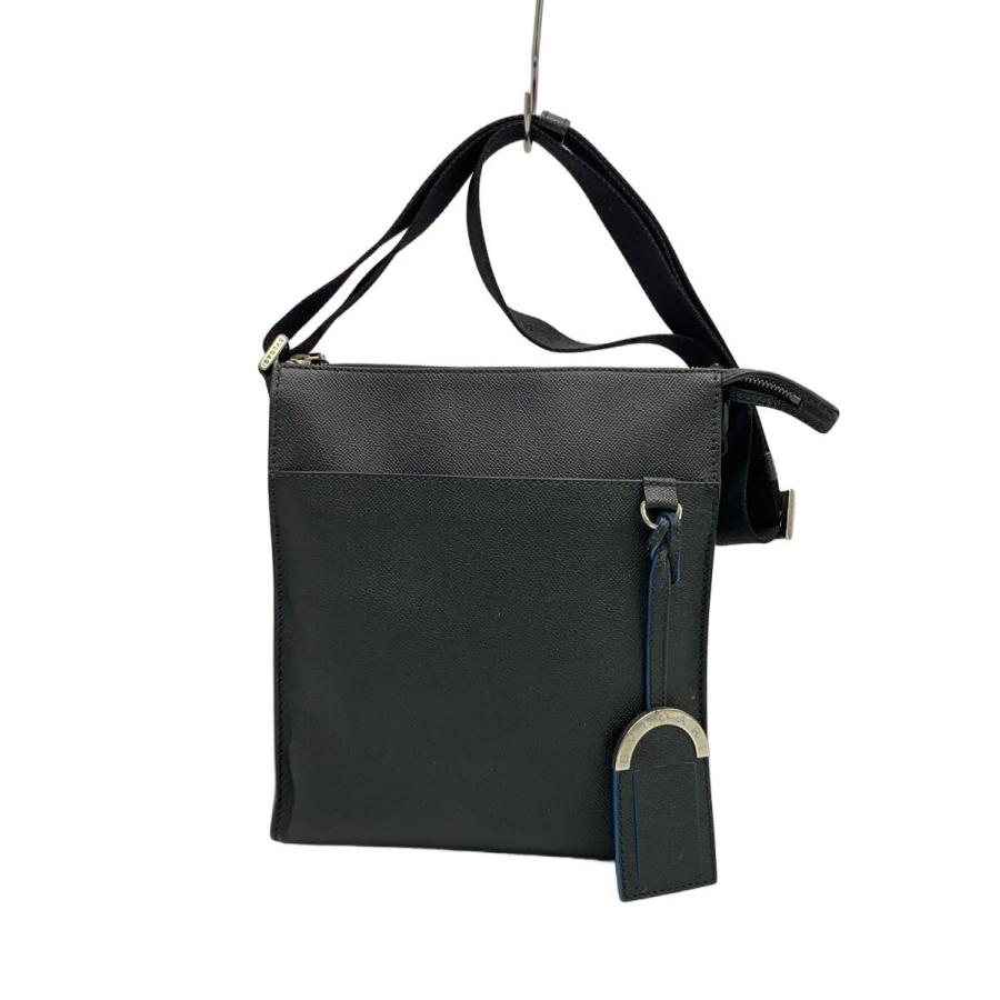 BVLGARI ブラックショルダーバッグ BVLGARI◇ショルダーバッグ/レザー/BLK/無地 : セカンドストリート