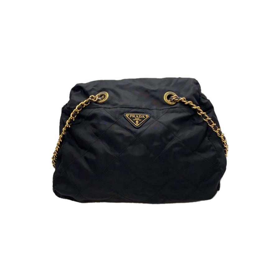 美品 希少 PRADA 三角ロゴ キルティング ナイロン チェーン ショルダー PRADA◇キルティングバッグ/チェーンショルダー/三角ロゴ//ナイロン