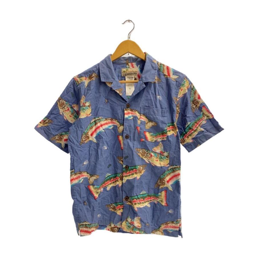 patagonia◇pataloha/トラウト/ニジマス/アロハシャツ/XS/コットン/BLU 