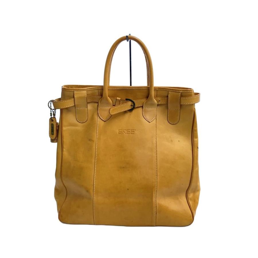 BREE◇ヌメ革/コルク付/トートバッグ/レザー/CML/無地 : セカンド