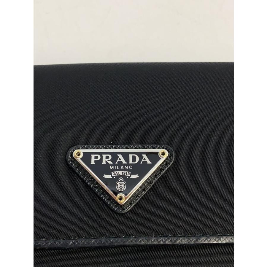 PRADA◇TESSUTO/三角ロゴ/Wホック/3つ折り財布/ナイロン/BLK