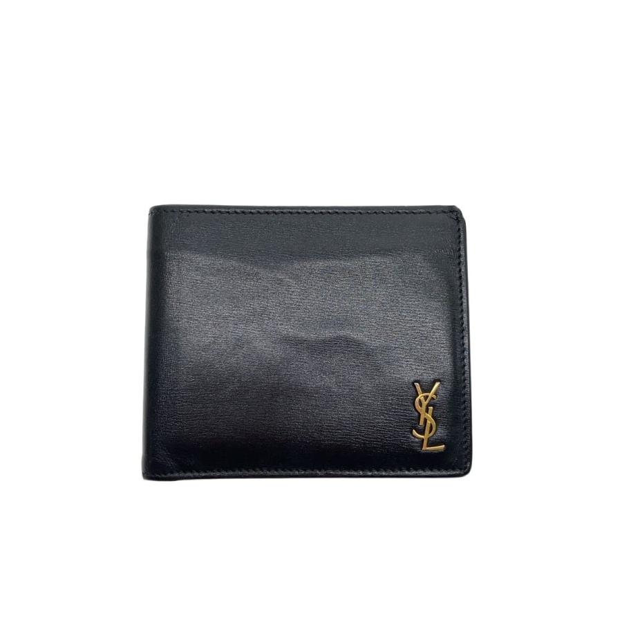 SAINT LAURENT◇2つ折り財布/レザー/BLK/メンズ// : セカンド