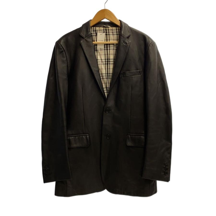 BURBERRY BLACK LABEL◇ラムレザー2Bテーラードジャケット/L/羊革/BLK