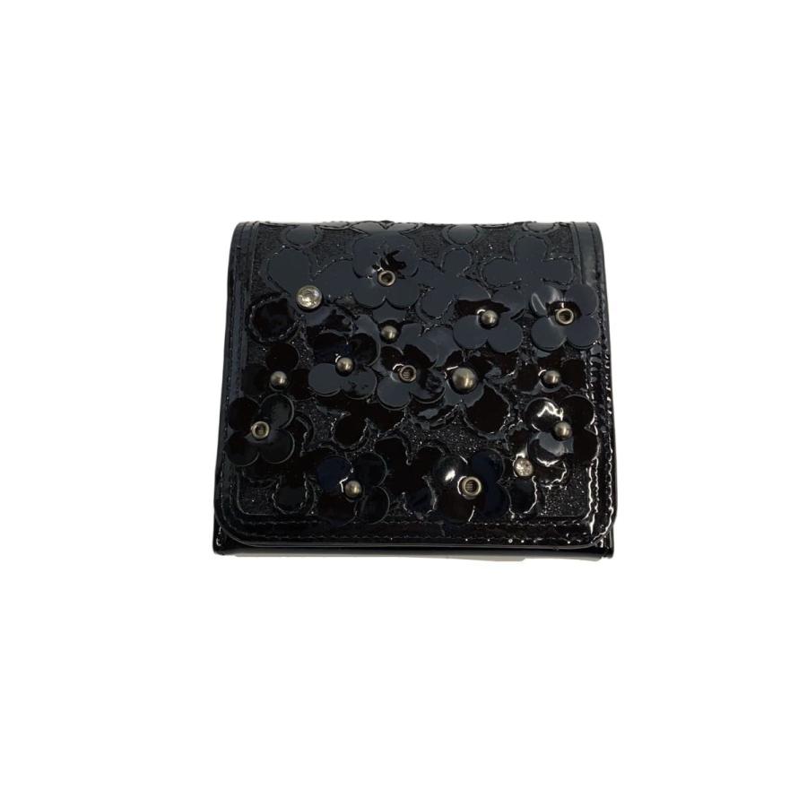 アンテプリマ　ANTEPRIMA レザー二つ折り財布　黒　花　フラワー ANTEPRIMA◇2つ折り財布/フォラータ/--/BLK/花柄/レディース