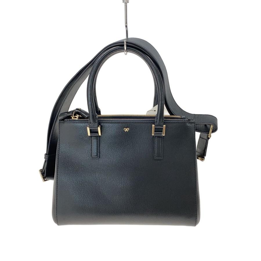 ANYA HINDMARCH 2way チェーンショルダーバッグ レザー ANYA HINDMARCH◇ショルダーバッグ/レザー/BLK : セカンドストリート