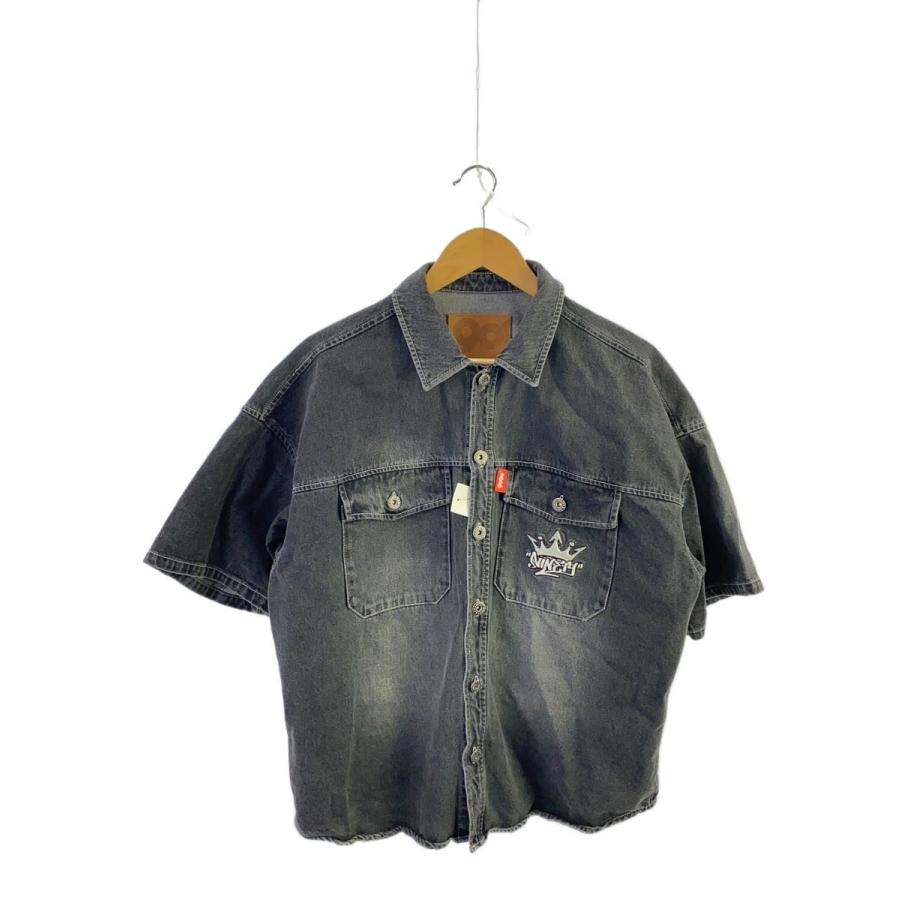 9090 LOGO VINTAGE S/S DENIM Shirt ブラック